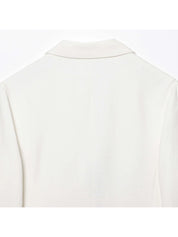 Women's Cropped Blazer White Size M Cotton with Bow Detail 3