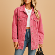 Women's Denim Winter Jacket with Button Closure 3