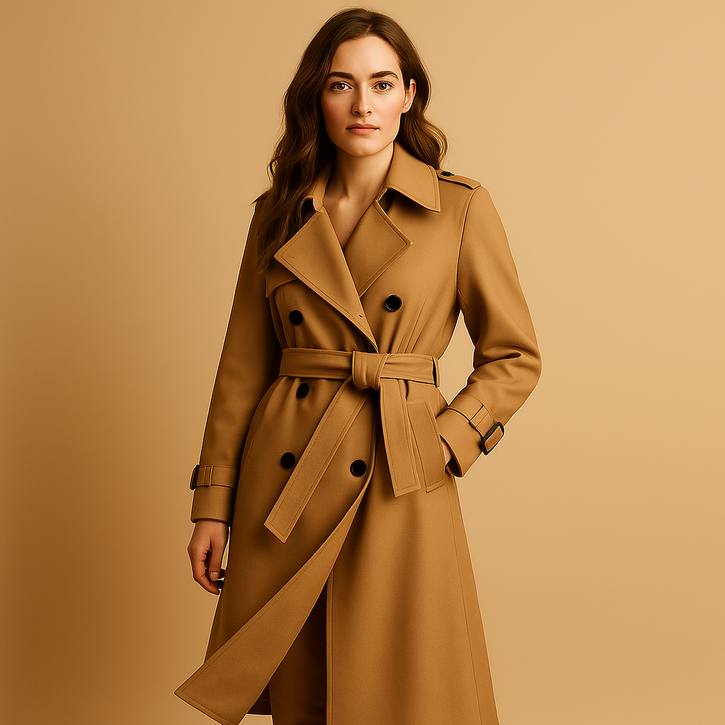 Women's Elegant Long Winter Coat with Double Buttons 0