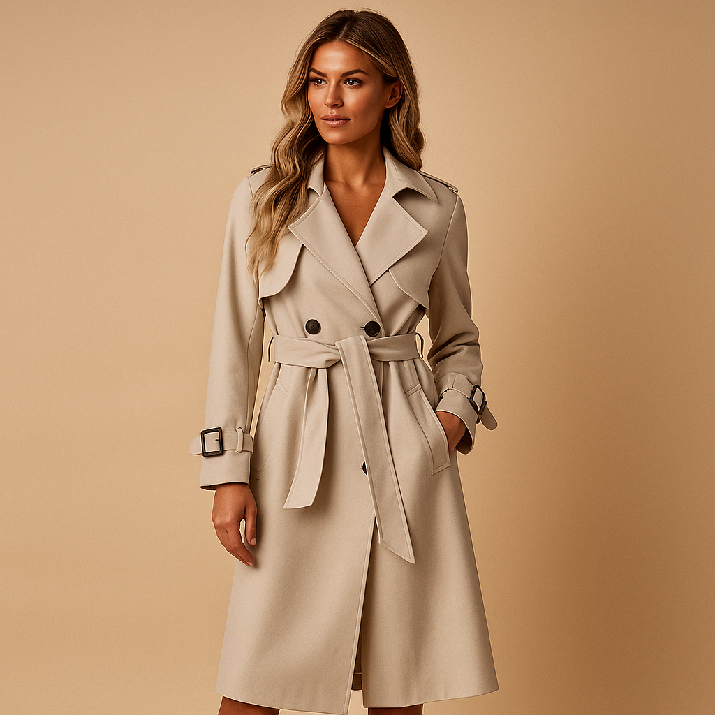 Women's Elegant Long Winter Coat with Double Buttons 1