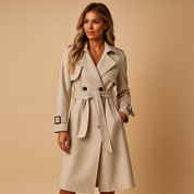 Women's Elegant Long Winter Coat with Double Buttons 1