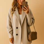 Women's Elegant Long Wool Coat with Single-Breasted Buttons 0
