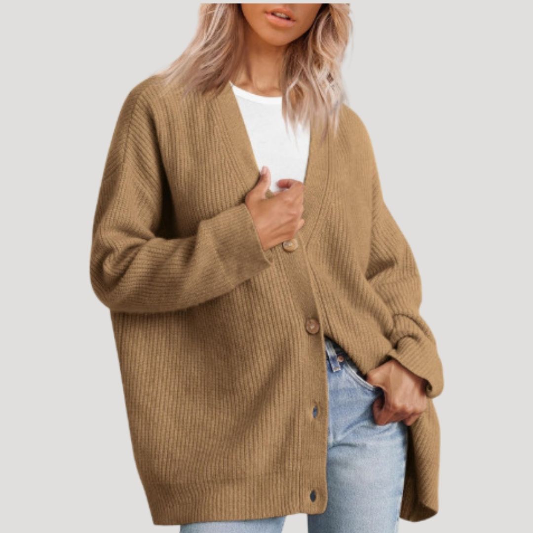 Women's Long Cardigan Beige Size M Acrylic 5