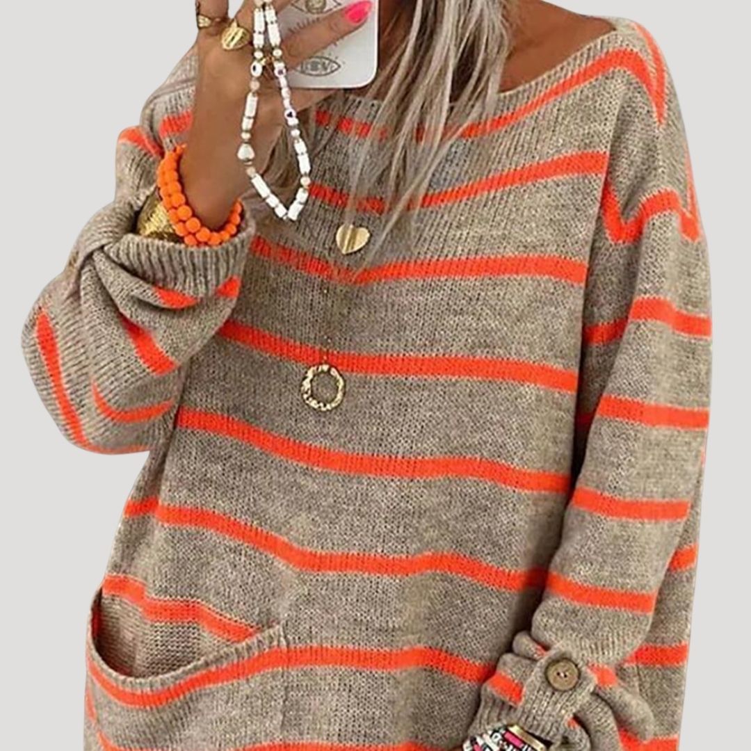 Women's Oversized Jumper Striped Size L Acrylic 0