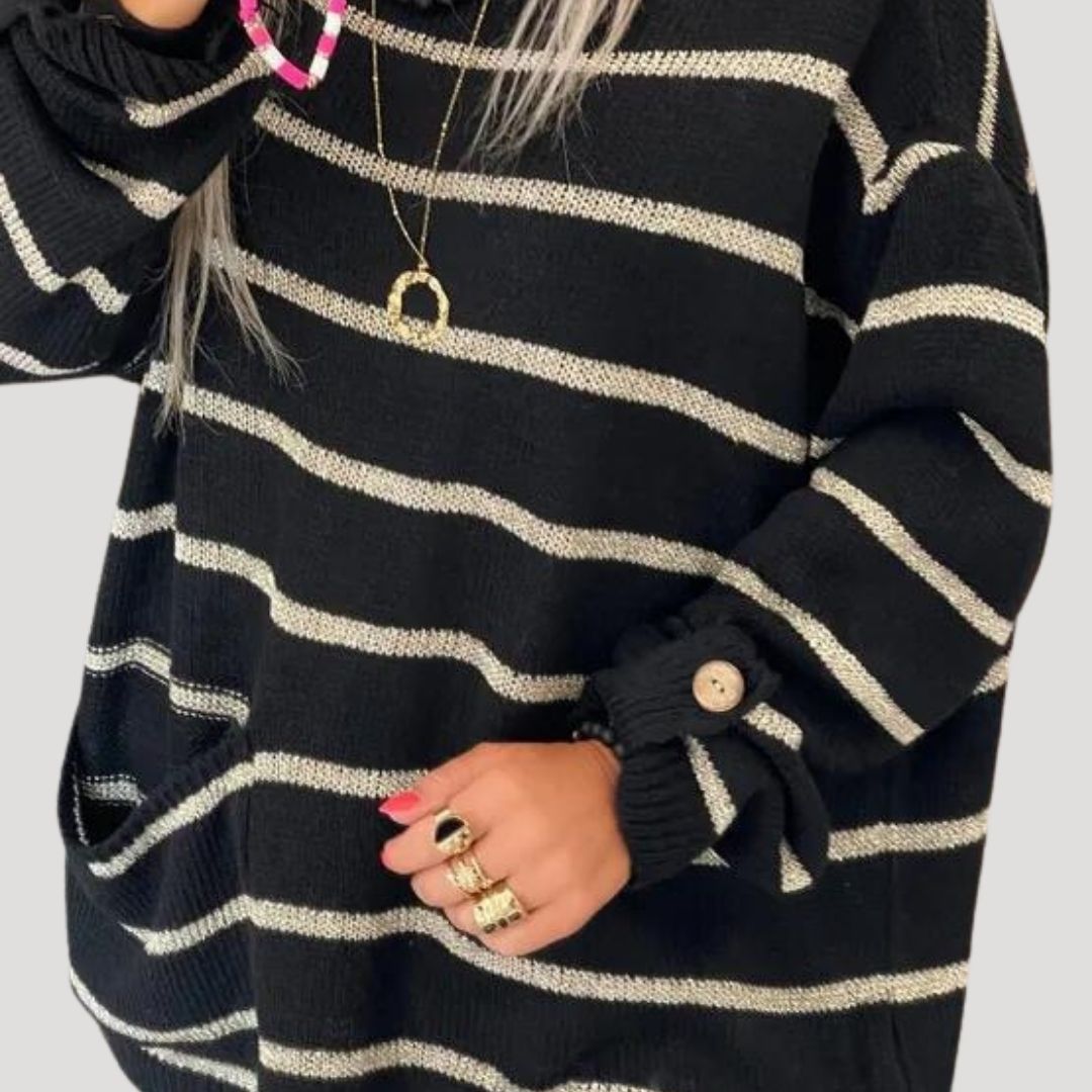 Women's Oversized Jumper Striped Size L Acrylic 1