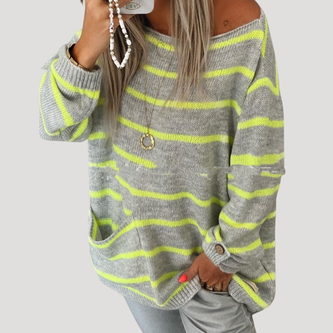 Women's Oversized Jumper Striped Size L Acrylic 3
