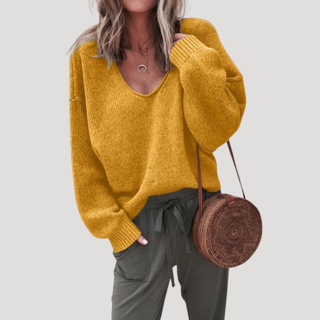 Women's Oversized Sweater Beige Size M Knitted Acrylic Wool 1