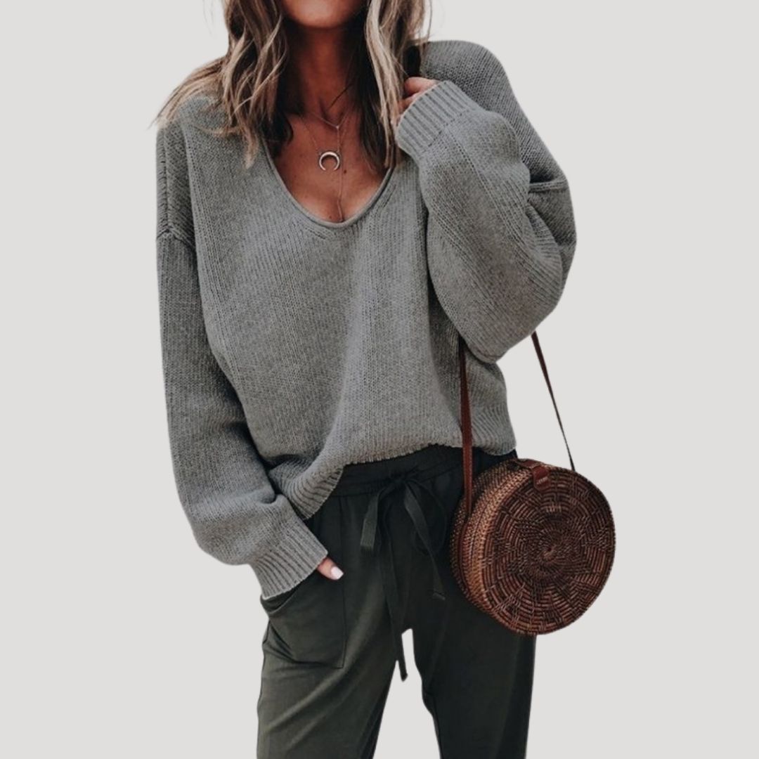 Women's Oversized Sweater Beige Size M Knitted Acrylic Wool 5