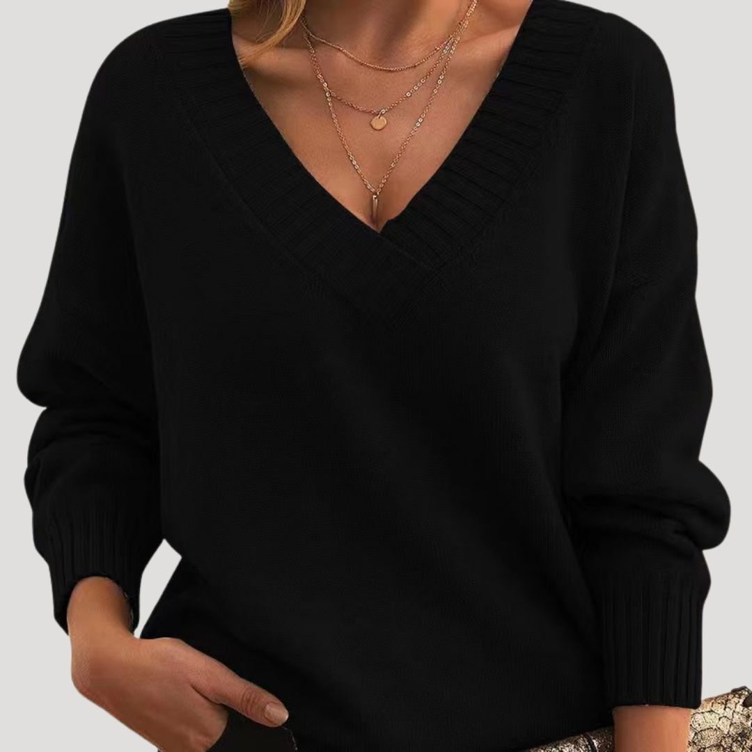 Women's Oversized Sweater Grey Size M Soft Touch Acrylic V Neck 8