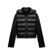 Women's Puffer Jacket Black Size M Lightweight Down Insulation with Hood 0