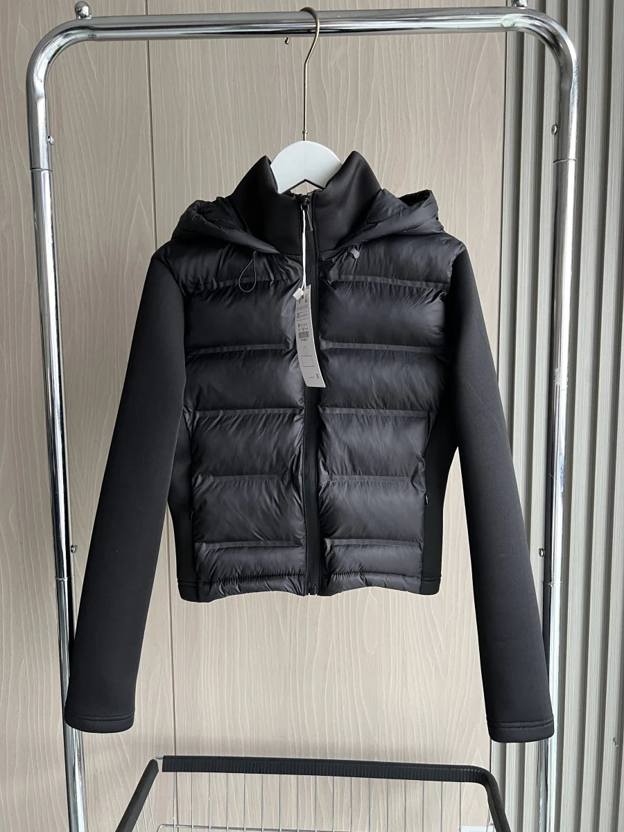 Women's Puffer Jacket Black Size M Lightweight Down Insulation with Hood 1