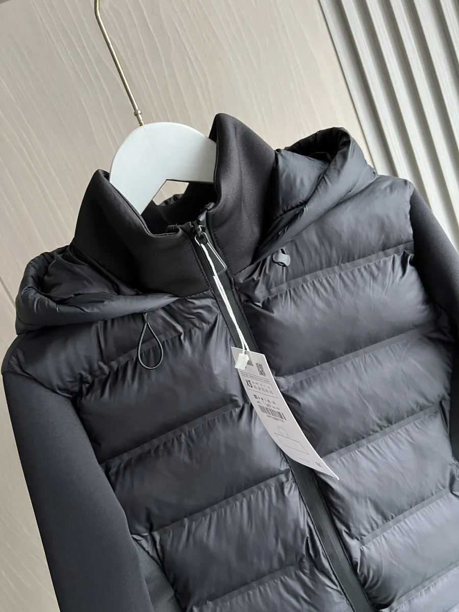 Women's Puffer Jacket Black Size M Lightweight Down Insulation with Hood 2