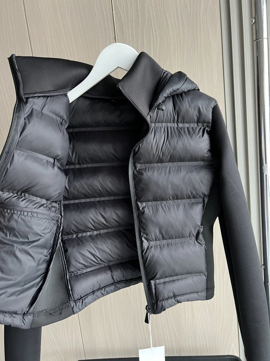 Women's Puffer Jacket Black Size M Lightweight Down Insulation with Hood 5
