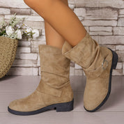 Women's Short Boots Brown Size 8 Imitation Suede Waterproof 4