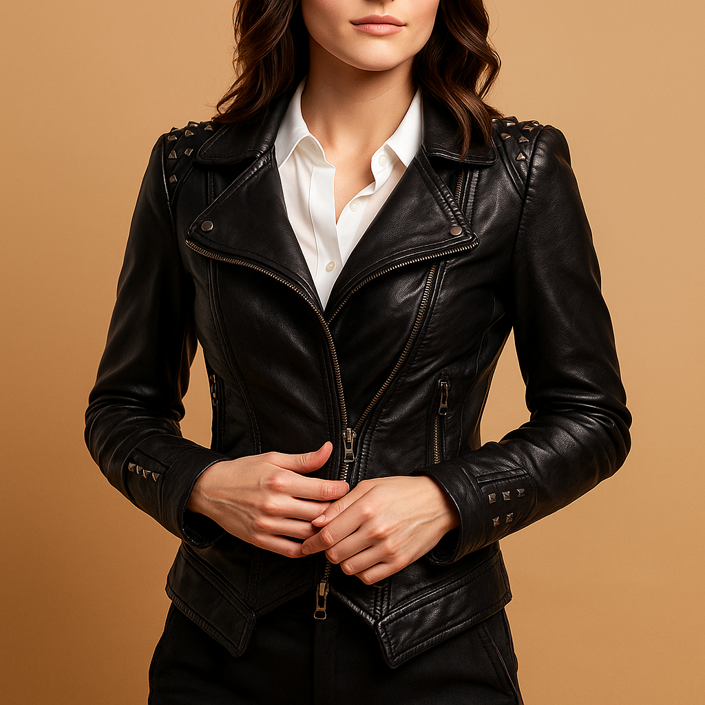 Women's Slim-Fit Gothic Leather Jacket 1