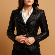 Women's Slim-Fit Gothic Leather Jacket 1