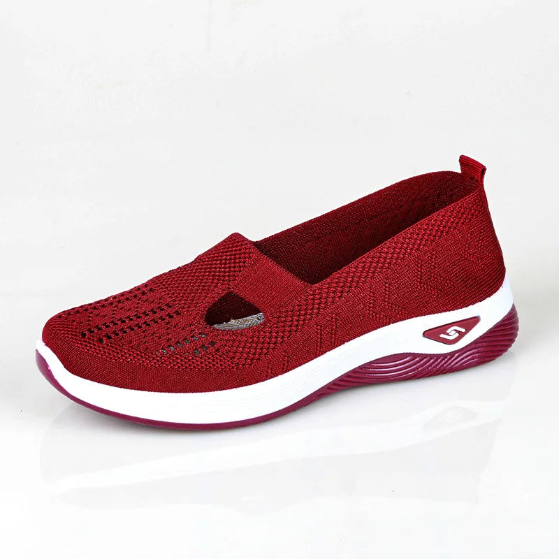 Women's Slip-On Sneakers Gray Size 38 Mesh Breathable Platform Shoes 0