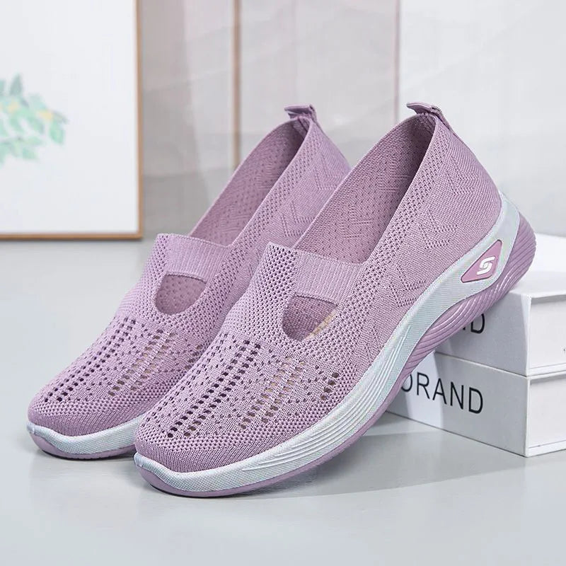 Women's Slip-On Sneakers Gray Size 38 Mesh Breathable Platform Shoes 1