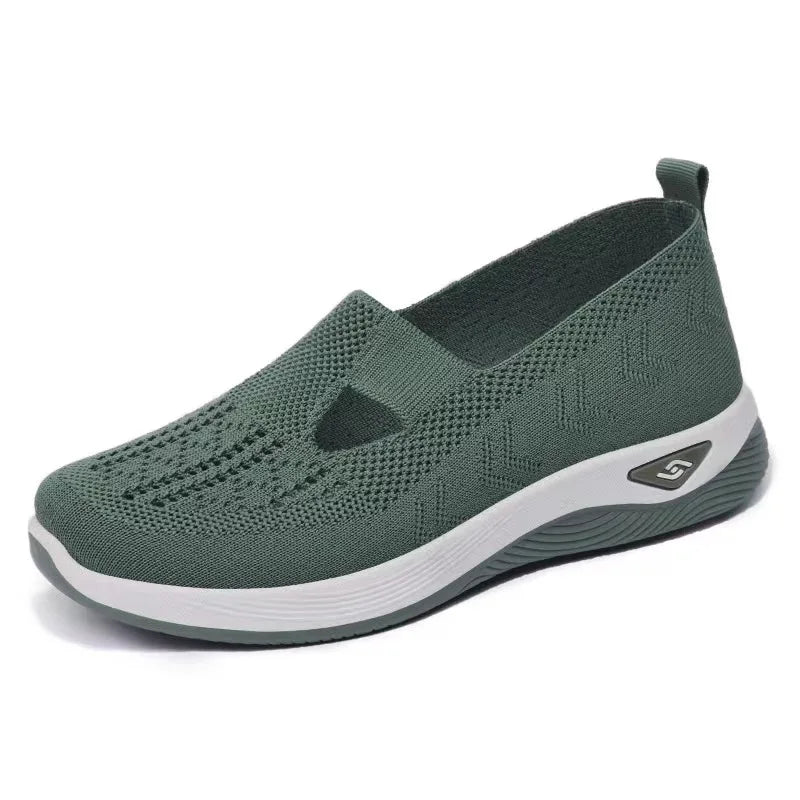 Women's Slip-On Sneakers Gray Size 38 Mesh Breathable Platform Shoes 3