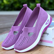 Women's Slip-On Sneakers Gray Size 38 Mesh Breathable Platform Shoes 4