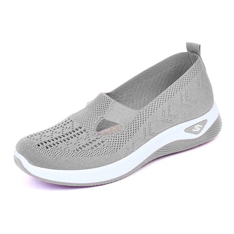 Women's Slip-On Sneakers Gray Size 38 Mesh Breathable Platform Shoes 6