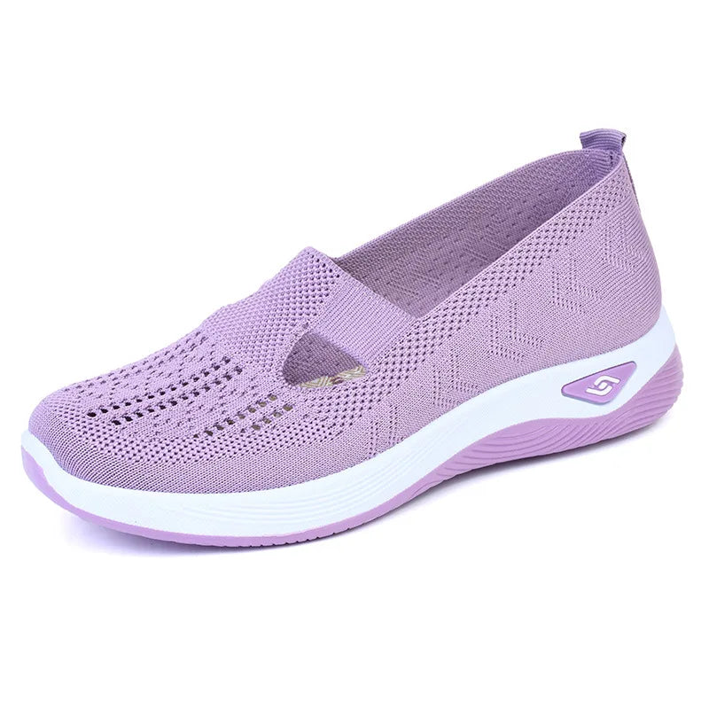 Women's Slip-On Sneakers Gray Size 38 Mesh Breathable Platform Shoes 8