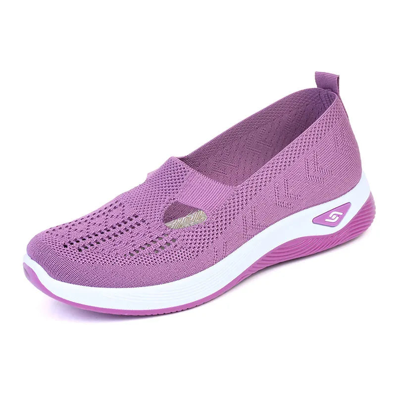 Women's Slip-On Sneakers Gray Size 38 Mesh Breathable Platform Shoes 9