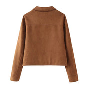 Women's Suede Jacket Coat Brown Size M Soft Fabric 1