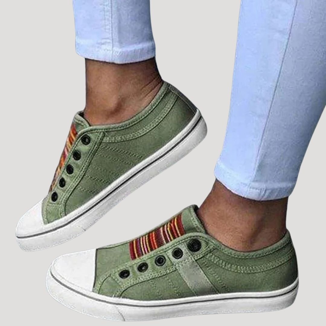 Women's Walking Shoes Gray Size 8 Breathable Canvas Slip-On Trainers 0