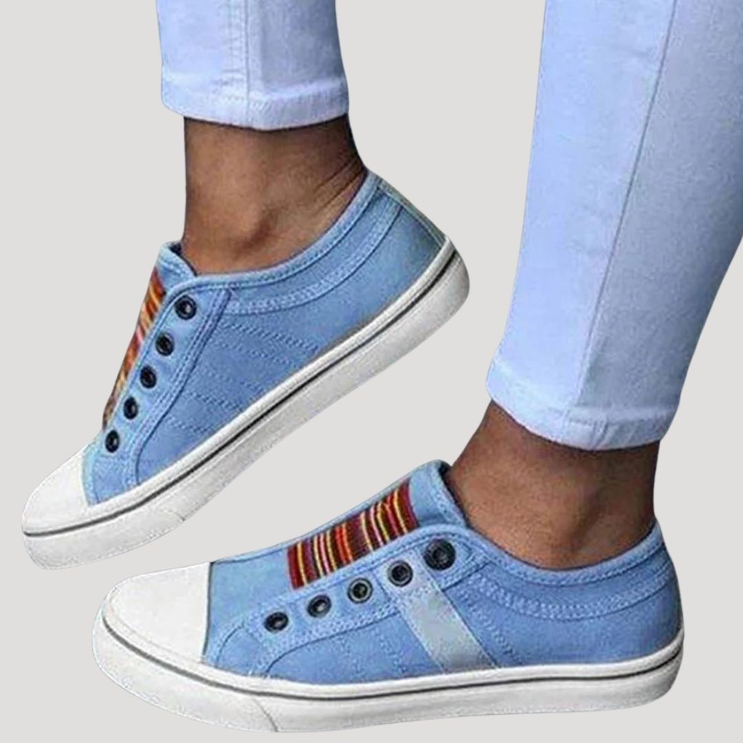 Women's Walking Shoes Gray Size 8 Breathable Canvas Slip-On Trainers 2