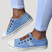 Women's Walking Shoes Gray Size 8 Breathable Canvas Slip-On Trainers 2