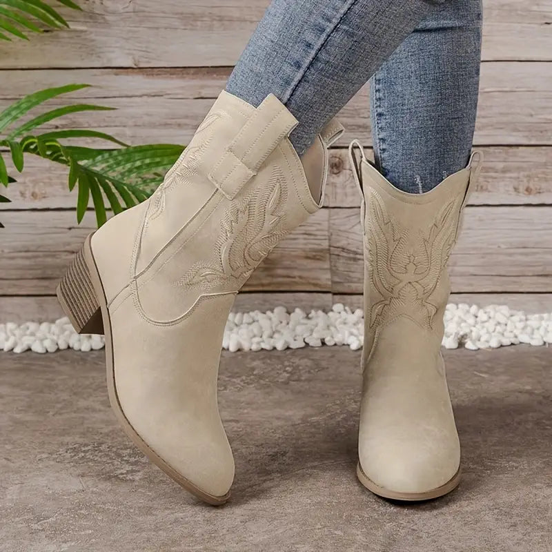 Women's Western Cowboy Boots - Premium Vegan Leather, All-Season Stylish Design 1