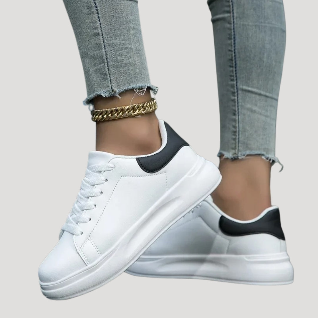 Women's White Sneakers with Chunky Sole – Comfortable Platform Trainers for Everyday Wear 0