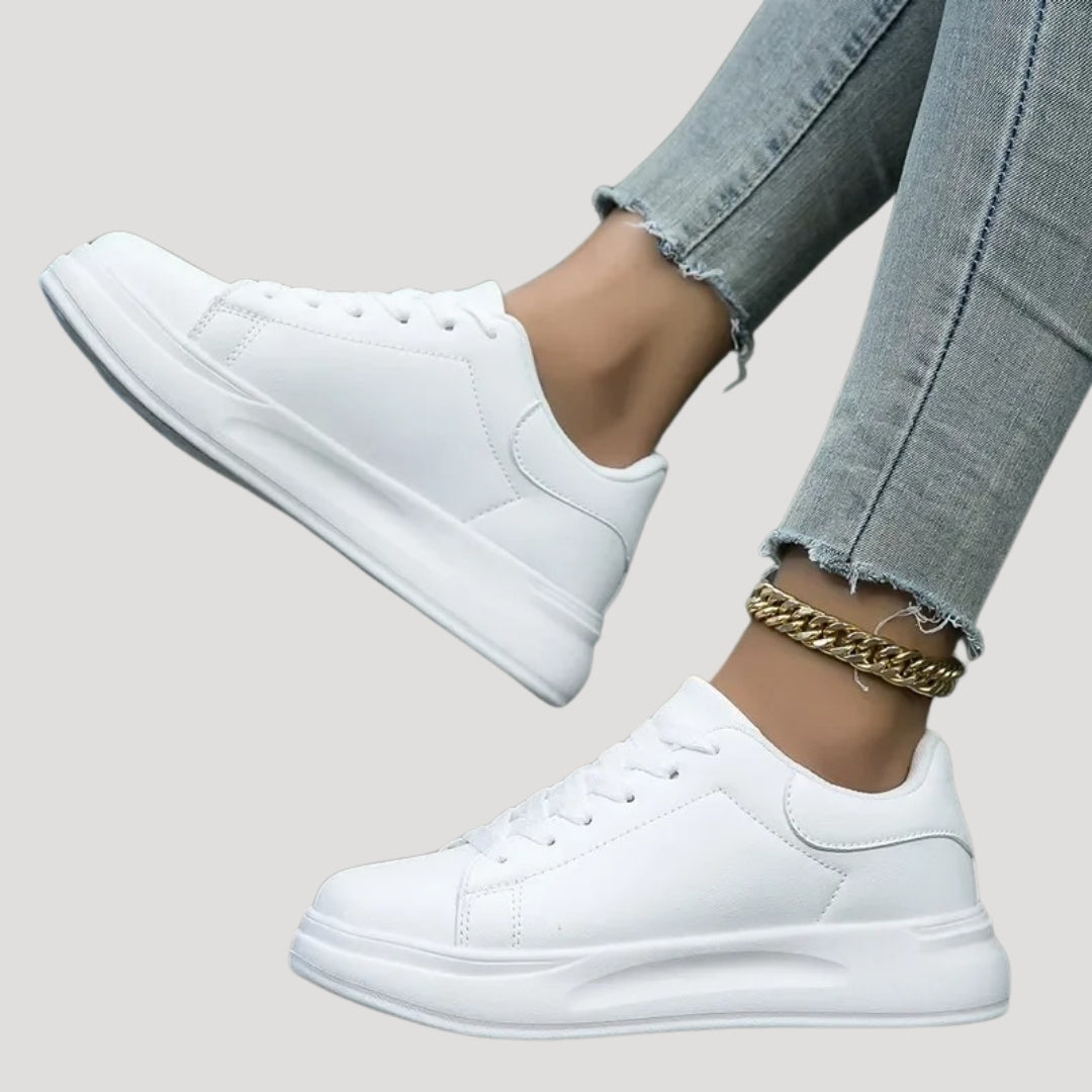 Women's White Sneakers with Chunky Sole – Comfortable Platform Trainers for Everyday Wear 4