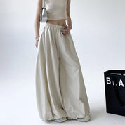 Women's Wide Leg Pants Black Size XL Cotton Blend 0