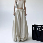 Women's Wide Leg Pants Black Size XL Cotton Blend 1