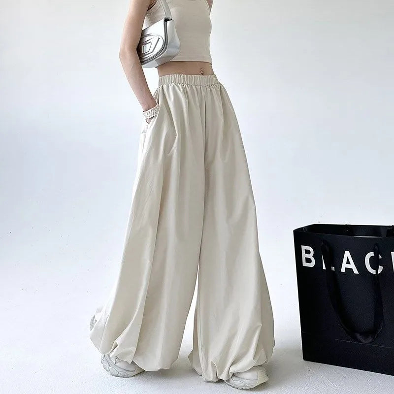 Women's Wide Leg Pants Black Size XL Cotton Blend 2