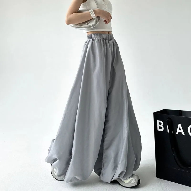 Women's Wide Leg Pants Black Size XL Cotton Blend 7
