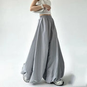 Women's Wide Leg Pants Black Size XL Ice Silk High Waist Casual Bloomers 0