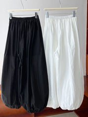 Women's Wide Leg Pants White Size M Cotton 1