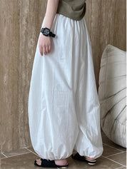 Women's Wide Leg Pants White Size M Cotton 4