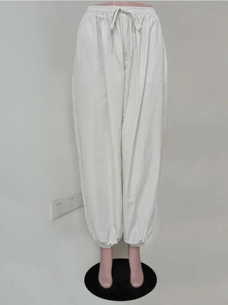 Women's Wide Leg Trousers Black Size M Polyester 10