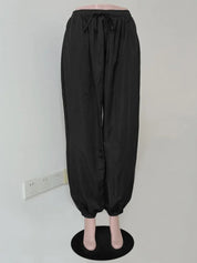 Women's Wide Leg Trousers Black Size M Polyester 11