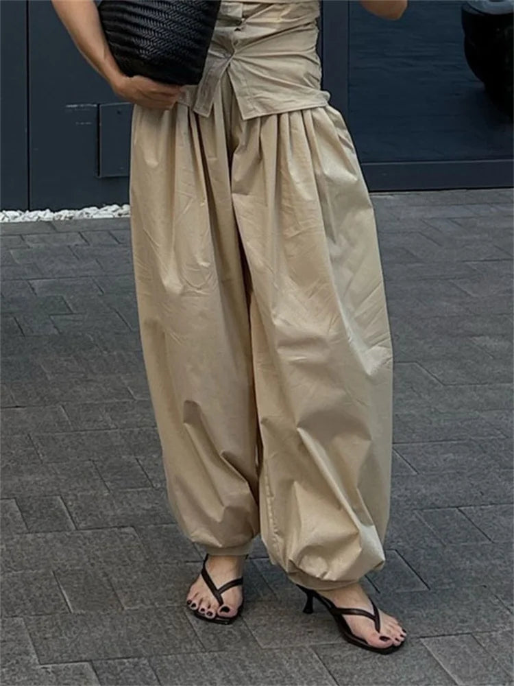Women's Wide Leg Trousers Black Size M Polyester 12