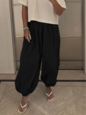 Women's Wide Leg Trousers Black Size M Polyester 4