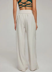 Women's Wide Leg Trousers Black Size M Polyester Spandex 2
