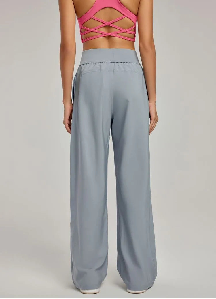 Women's Wide Leg Trousers Black Size M Polyester Spandex 3