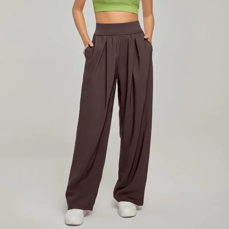 Women's Wide Leg Trousers Black Size M Polyester Spandex 4