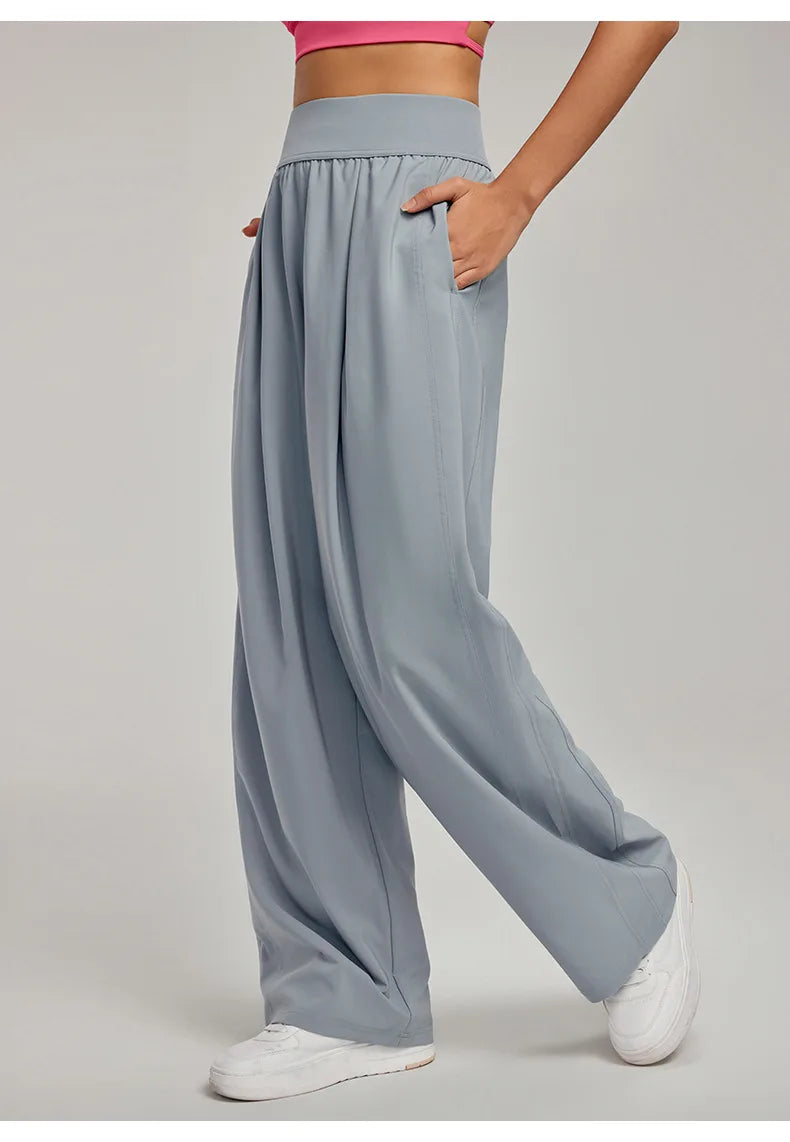 Women's Wide Leg Trousers Black Size M Polyester Spandex 8