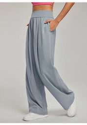 Women's Wide Leg Trousers Black Size M Polyester Spandex 8